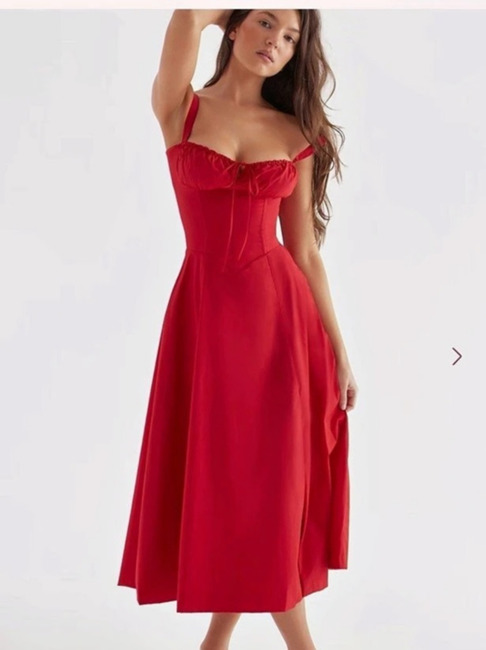 Carmen Red Rose Bustier Sundress Red Midi Bustier Sundress Like New